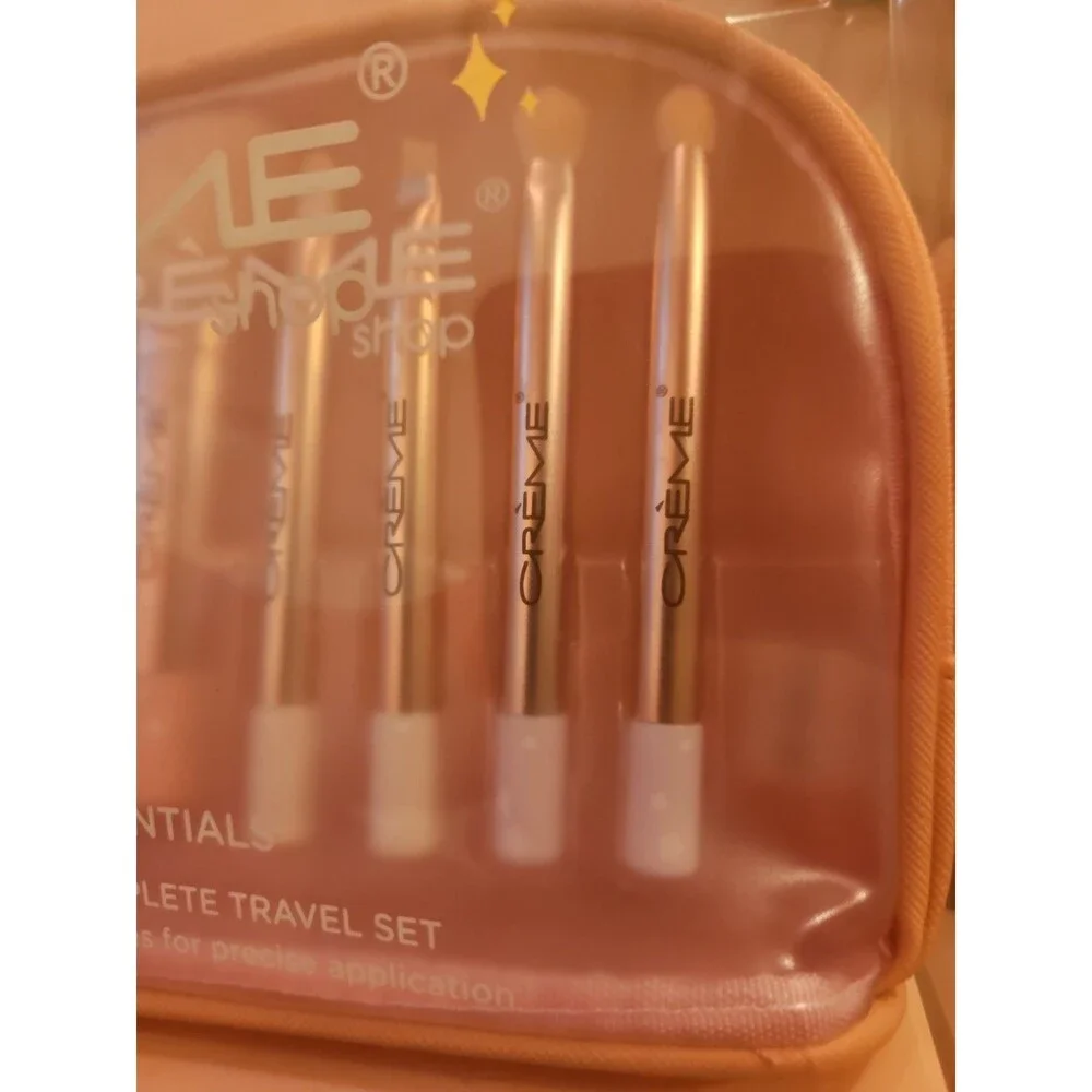 The Creme Shop 6pc Makeup Brush Travel Set w/ Bag in Pink Brand New NWT
